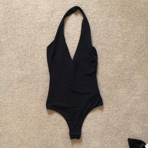 black halter bodysuit